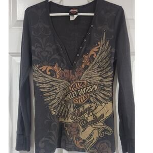 Harley Davidson Starved Rock Ottawa IL Long Sleeve Shirt Women's Medium